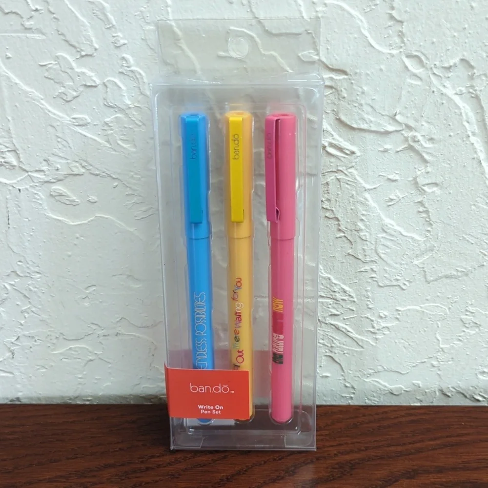 3/$20🌟 Ban.do Write On Pen Set of Three Black Ink Pens